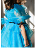 Puff Sleeves Tulle Tiered Flower Girl Dress